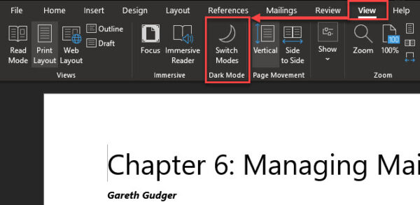 Microsoft Word Dark Mode - Turning off the lights